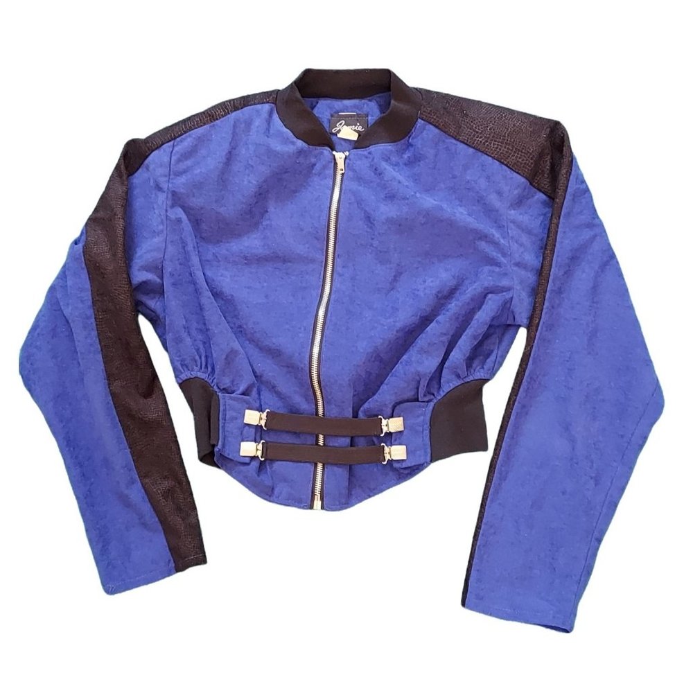 Vintage Jamie Retro Women's Full Zip Jacket Blue Black Long Sleeve Size 13